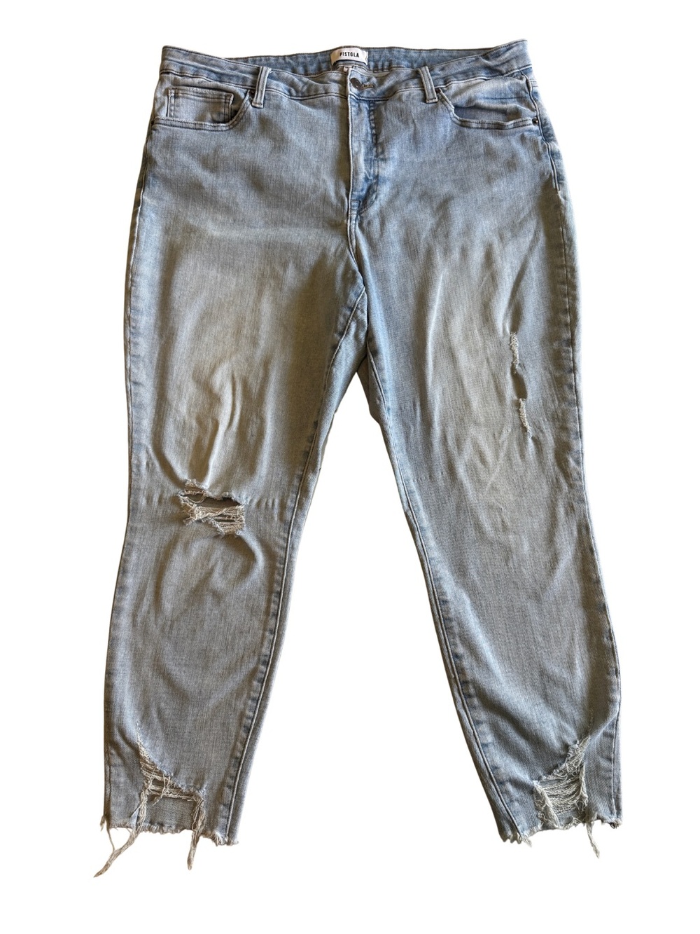 Pistola Distressed High Rise‎ Skinny Jeans Size 18W Light Wash Denim